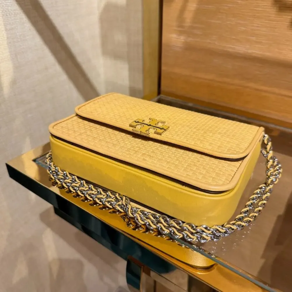 NEW‼️Tory Burch Britten Woven Small Shoulder Bag 180210 $670 Dark Sun